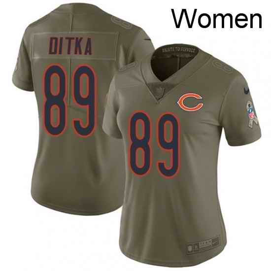 Womens Nike Chicago Bears 89 Mike Ditka Limited Olive 2017 Salute to Service NFL Jersey